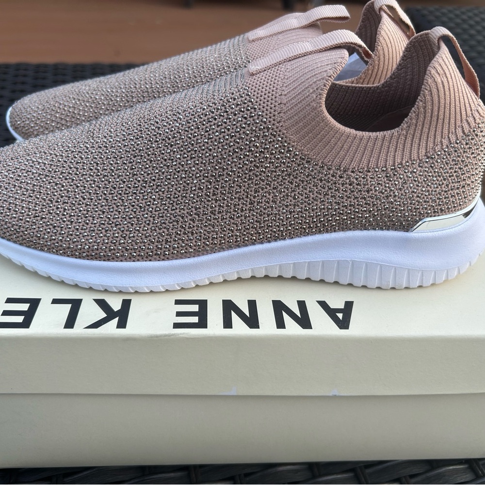 Anne Klein Women's Slip-On Knit Sneakers in Blush - Picture 2 of 5